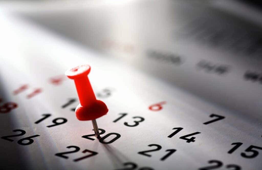 Kalender med markering av en dato