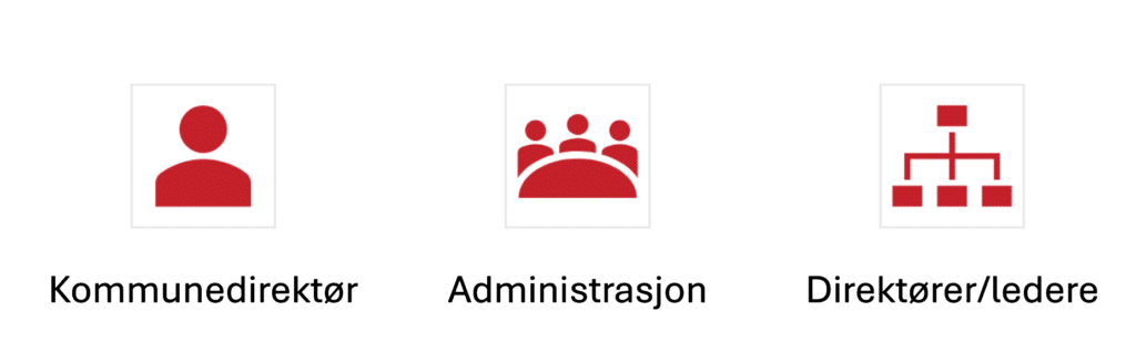 Visuell fremstilling av kommunedirektør, administrasjon og direktør